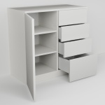 Komoda nízká s dvířkem a čtyřmi zásuvkami (v. 76,5cm)