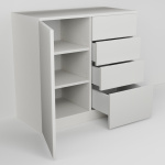 Komoda nízká s dvířkem a čtyřmi zásuvkami (v. 76,5cm)