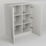 Komoda vysoká s dvěma dvířky, policemi s mezistěnou (v. 96,5cm)