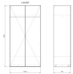 Vysoká skříň s dvěma dvířky a šatní tyčí