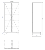 Vysoká skříňka se dvěma dvířky a policemi