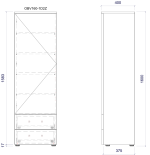 Vysoká skříň s dvířkem a dvěma zásuvkami (v. 160 cm)
