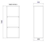 Vysoká závěsná skříňka s nikou s dvěma policemi (v. 100 cm)
