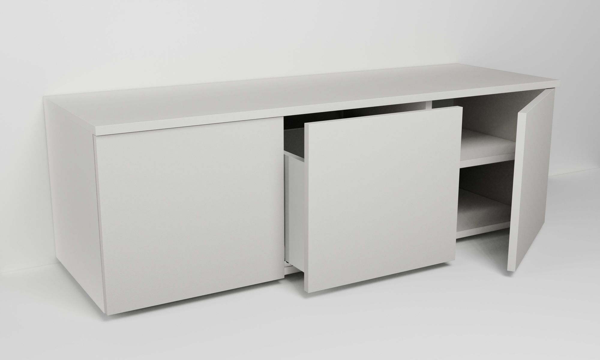 Skříňka se dvěma dvířky s policemi a zásuvkou (v. 40cm)