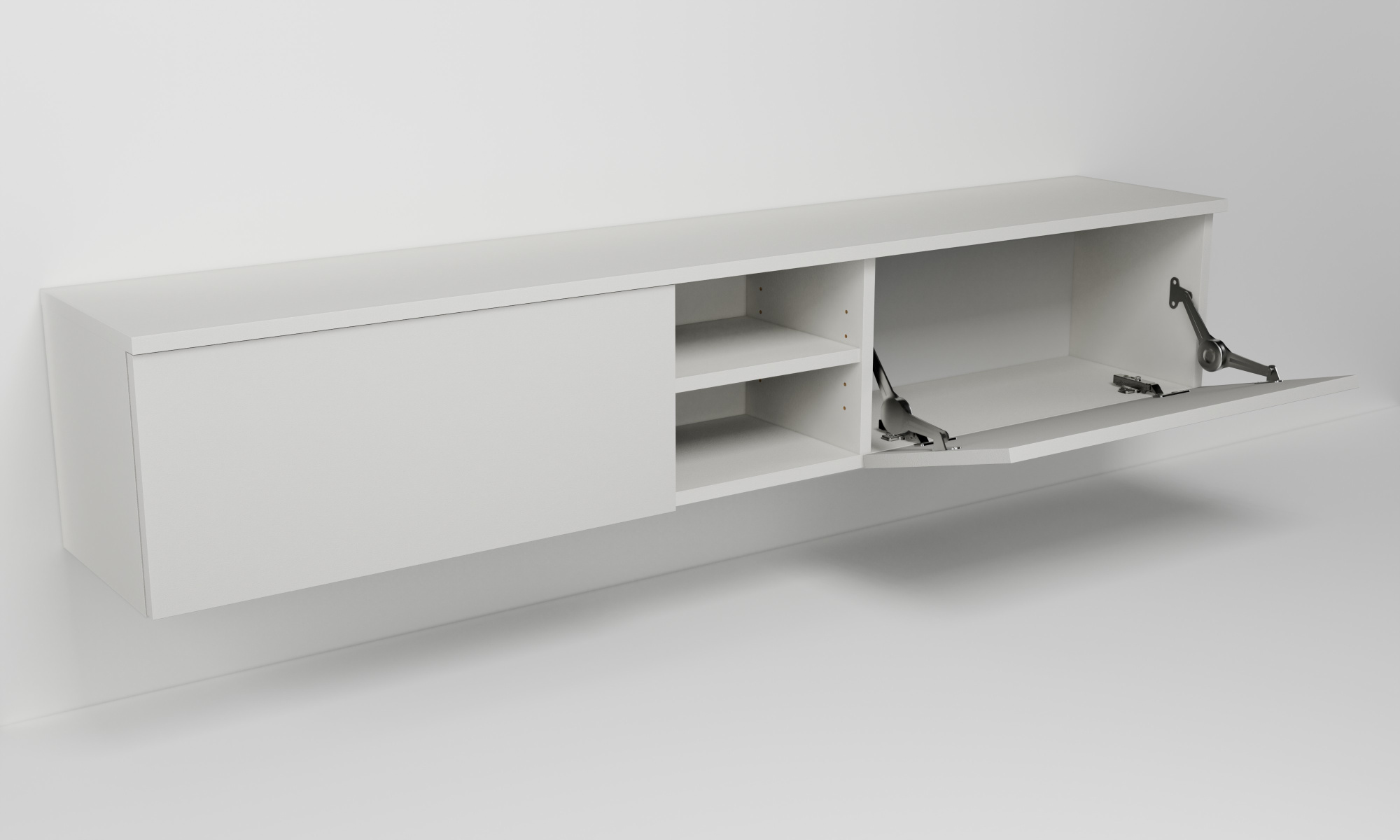 Závěsná skříňka se dvěma sklopnými dvířky a nikou s policí (v. 30cm)