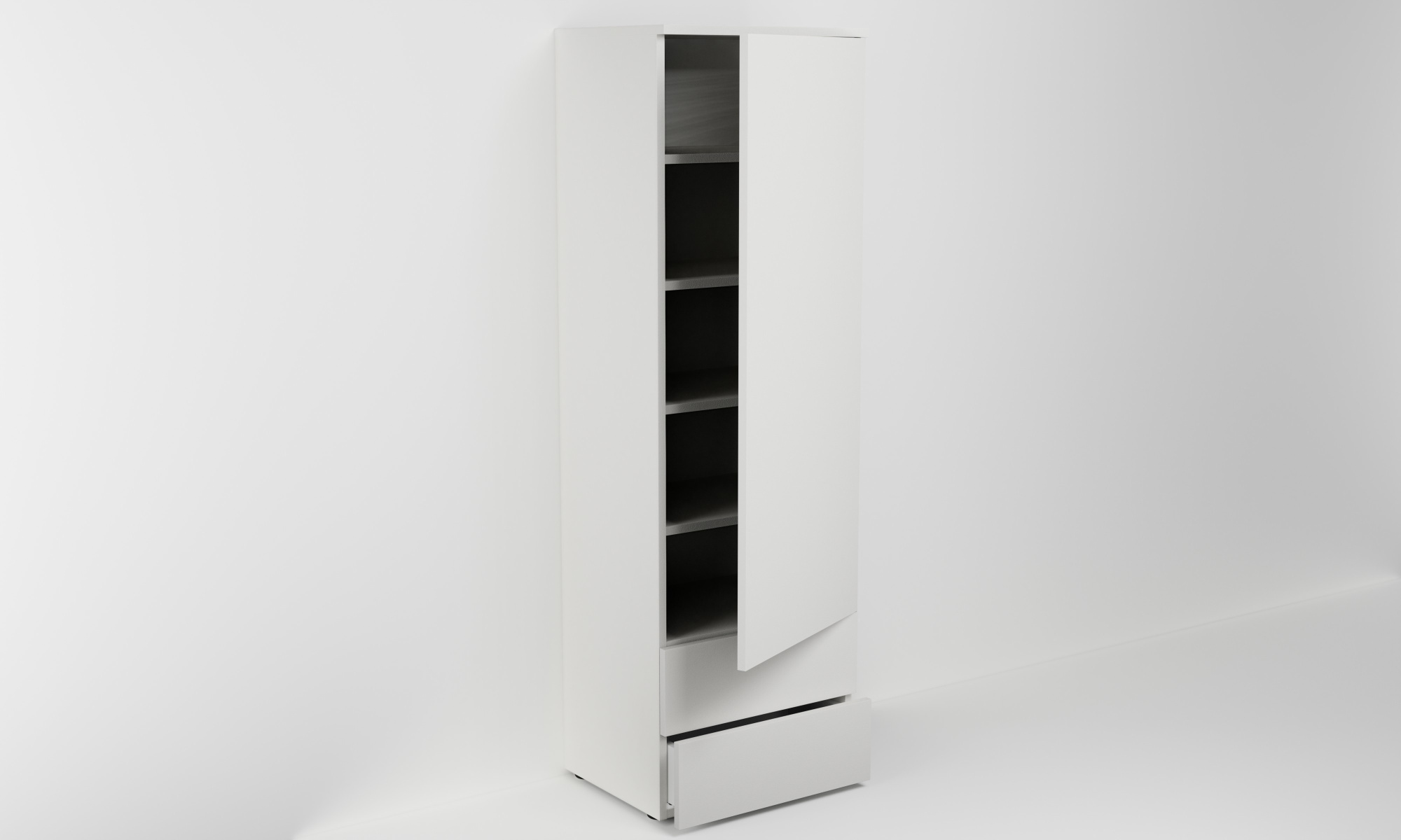 Vysoká skříň s dvířkem a dvěma zásuvkami (v. 160 cm)