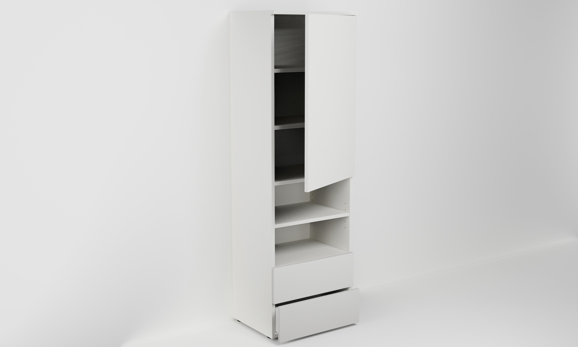 Vysoká skříň s dvířkem a dvěma zásuvkami s nikou (v. 160 cm)