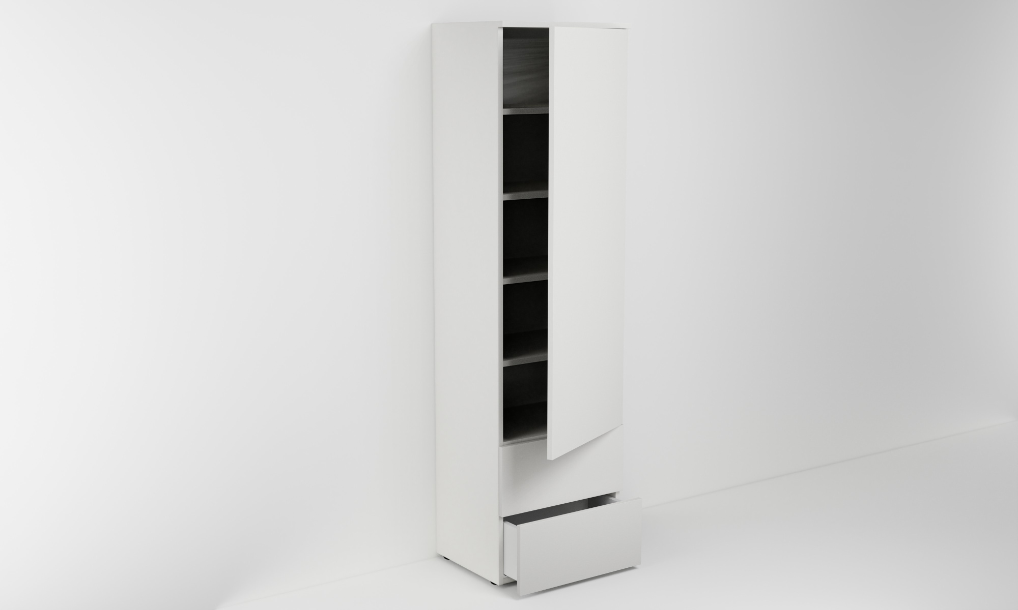 Vysoká skříňka s dvířkem a dvěma zásuvkami (v. 180cm)