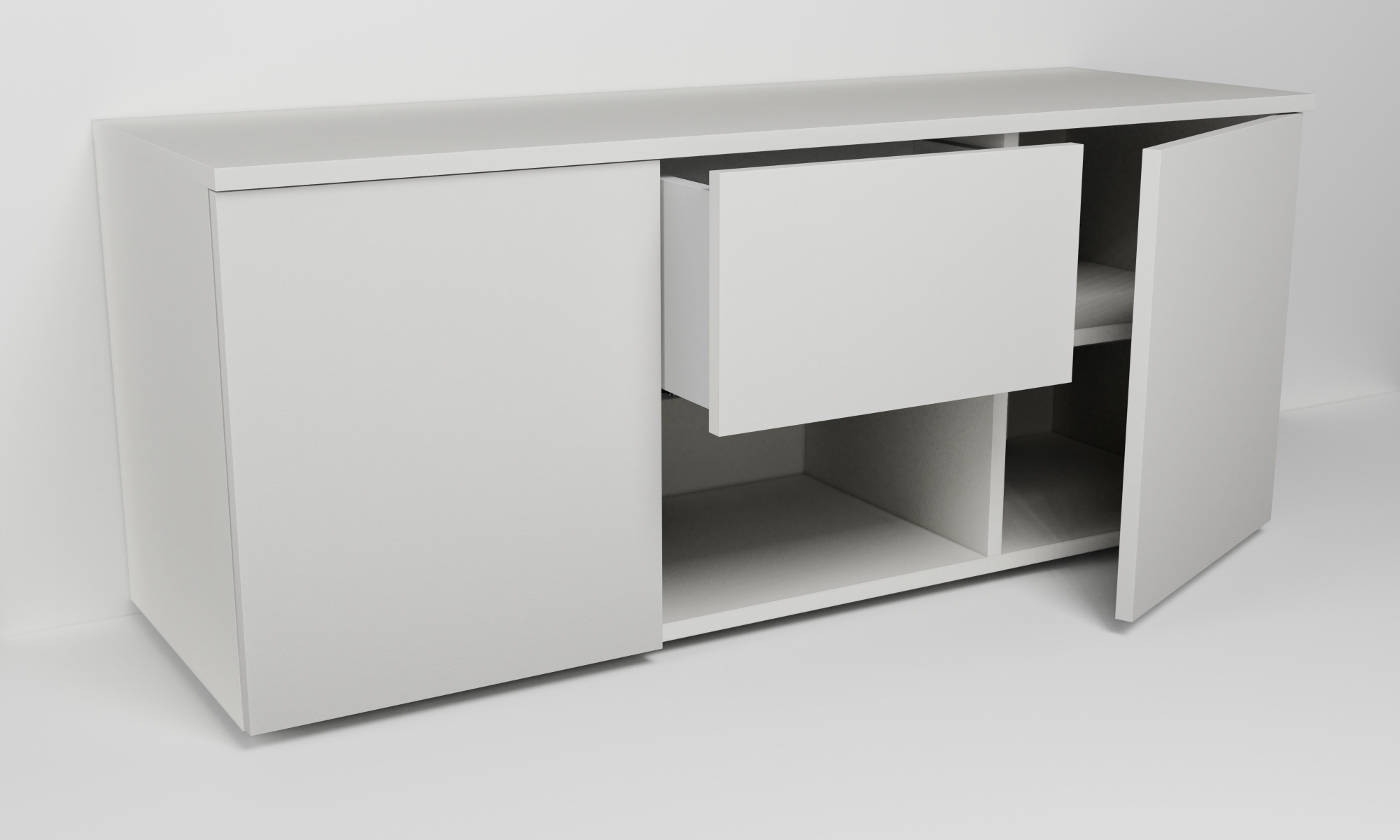 Skříňka se dvěma dvířky s policemi a nikou s horní zásuvkou (v. 50cm)