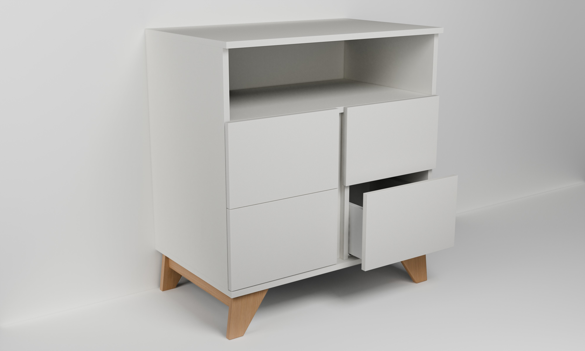 Skříňka se čtyřmi zásuvkami a nikou