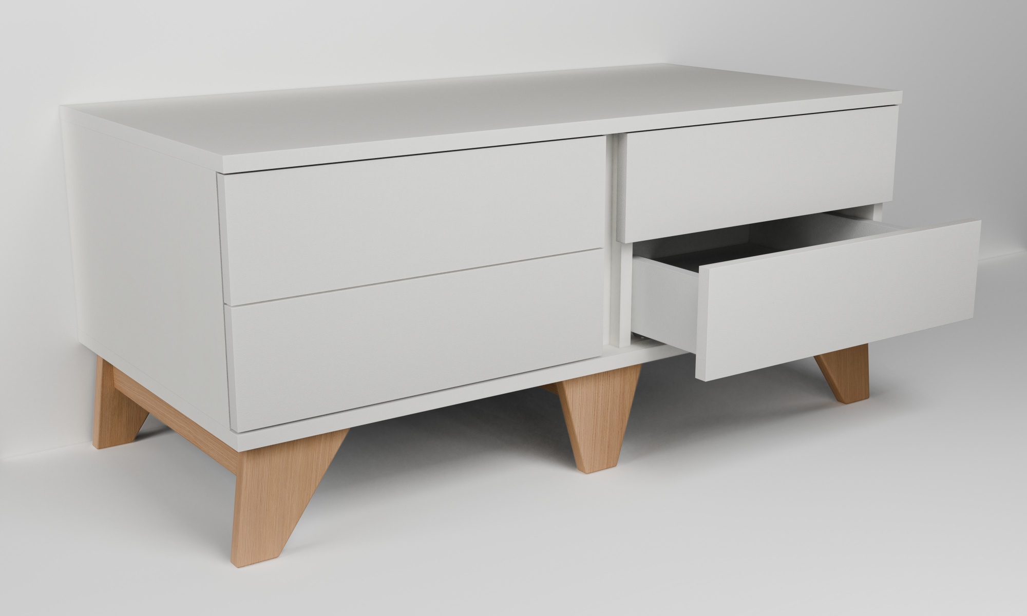 Nízká skříňka se čtyřmi zásuvkami