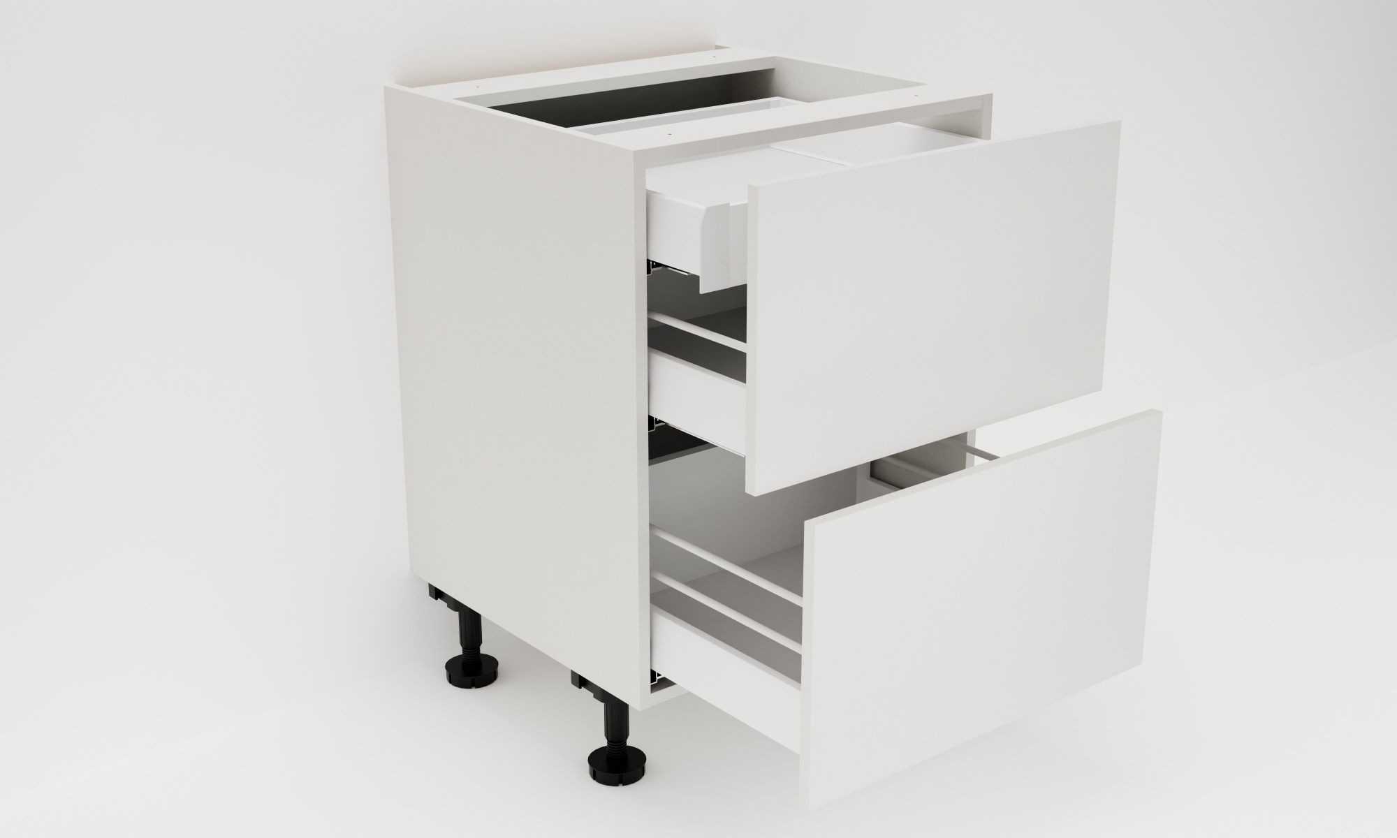 Skříňka se 2 zásuvkami a vnitřní zásuvkou