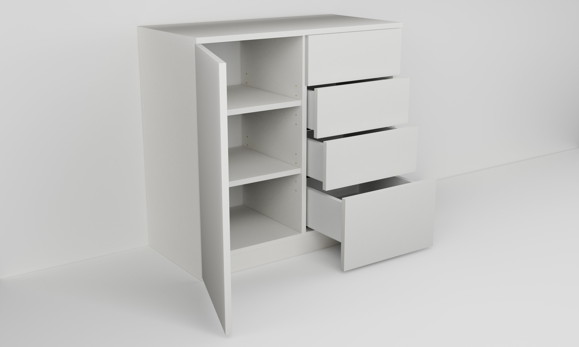 Komoda nízká s dvířkem a čtyřmi zásuvkami (v. 76,5cm)