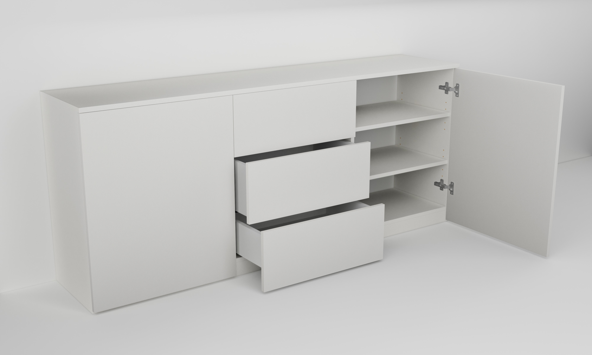 Komoda nízká s dvěma dvířky a třemi zásuvkami (v. 76,5cm)