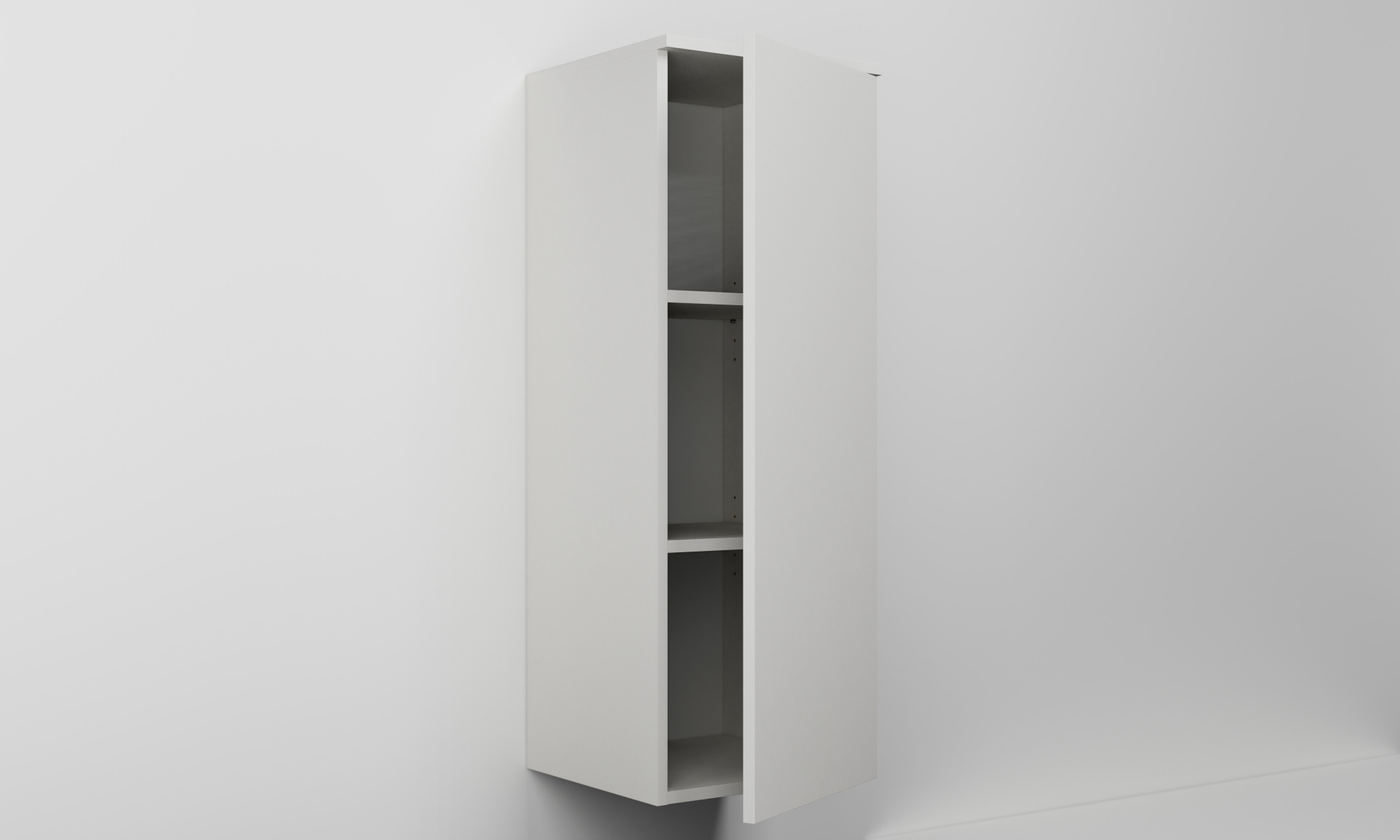 Vysoká závěsná skříňka s jedním dvířkem a dvěma policemi (v. 110 cm)