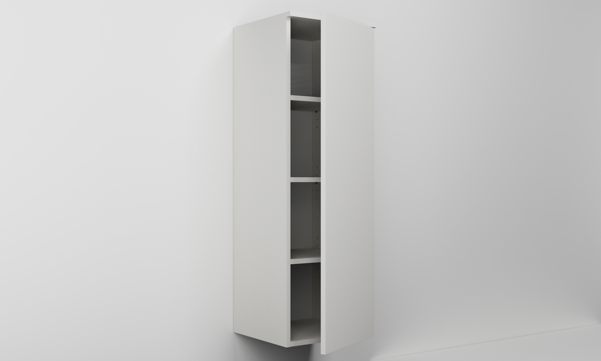 Vysoká závěsná skříňka s jedním dvířkem a třemi policemi (v. 120 cm)