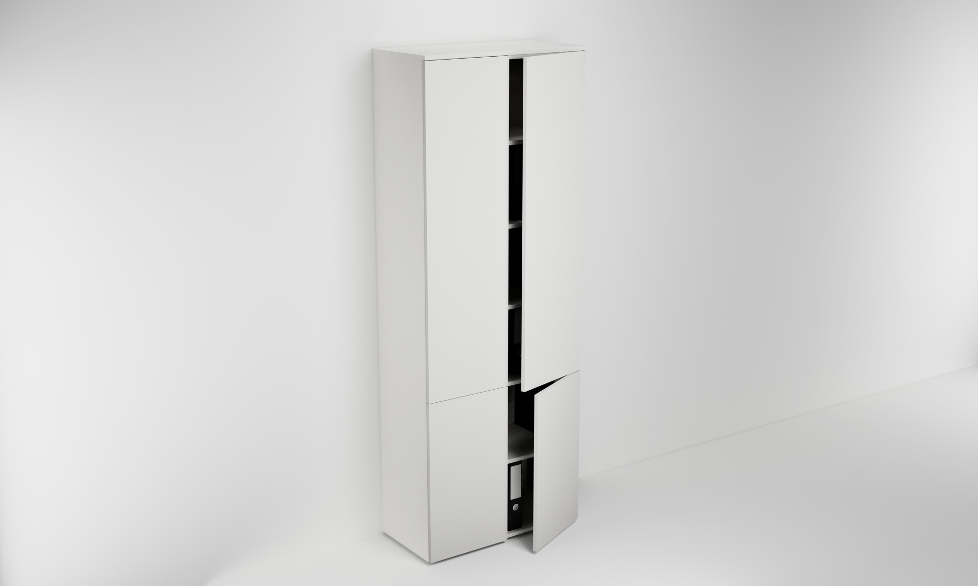 Kancelářská skříňka š. 80 cm v. 214 cm se čtyřmi dvířky