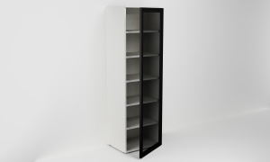 Vysoká skříňka s dvířkem z ALU rámečku (v. 160cm)