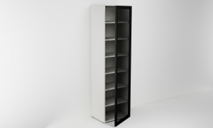 Vysoká skříňka s dvířkem z ALU rámečku (v. 180cm)