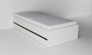 Postel š. 90 cm s nízkým čelem se zásuvkami