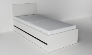 Postel š. 90 cm s vysokým čelem se zásuvkami