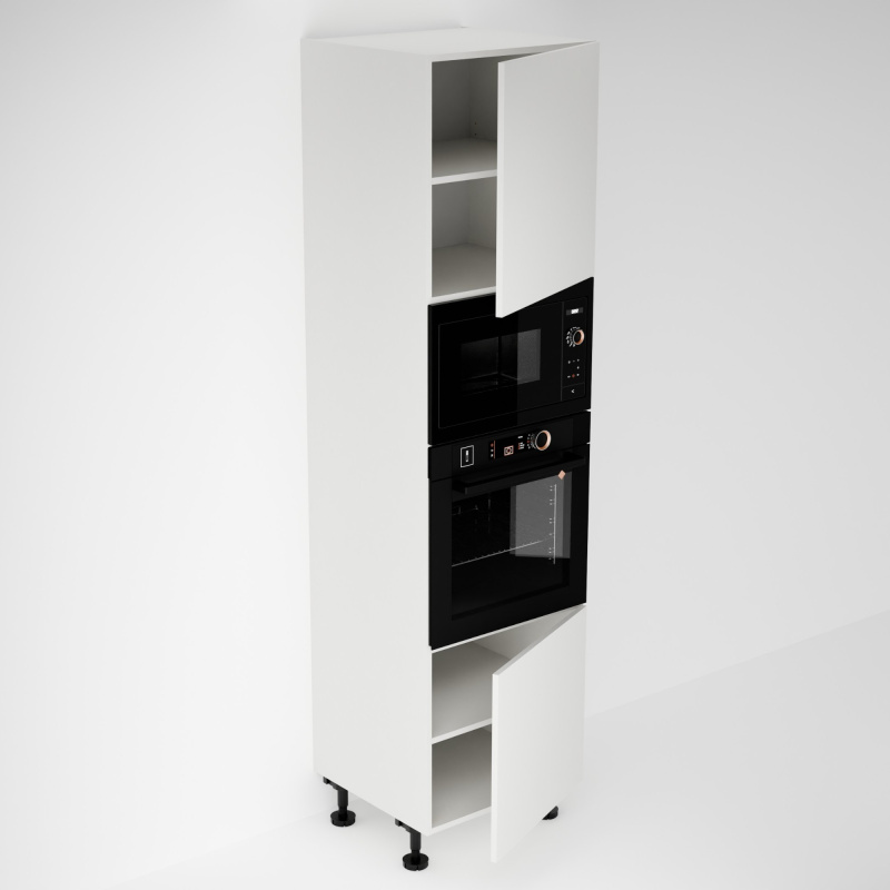 Vysoká skříňka se 2 dvířky pro mikrovlnnou a pečící troubu - zvýšená